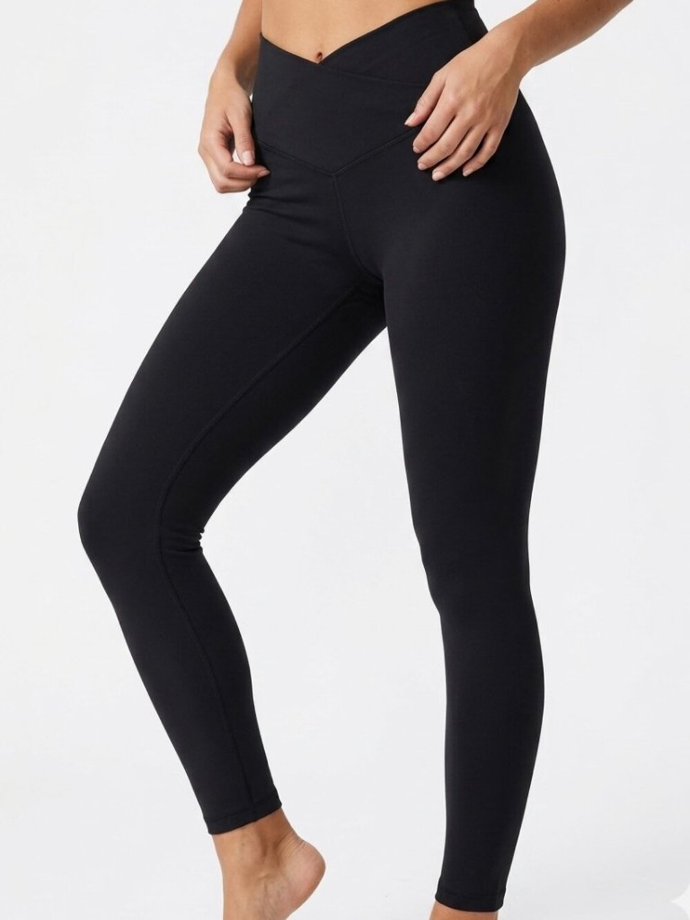 High Waist V Crossover Victoria's Secret Black Recycled Poly Legging‎ Size XL